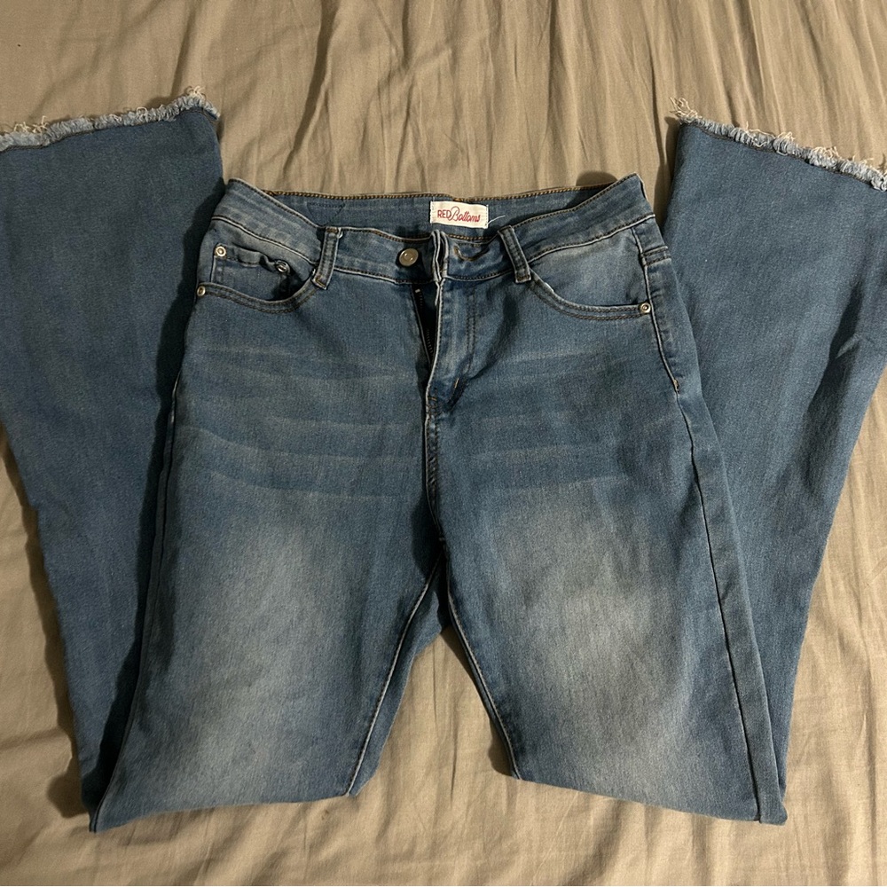 Red bottom flare jeans